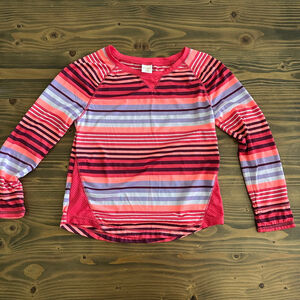 Girl Gymgo Pink Purple Striped Long Sleeve Shirt Size M 7/8 Polyester Activewear
